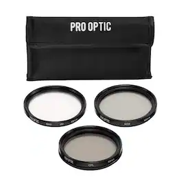ProOPTIC 43mm Digital Essentials Filter Kit w/UV/CPL/ND2 Filters and Pouch
