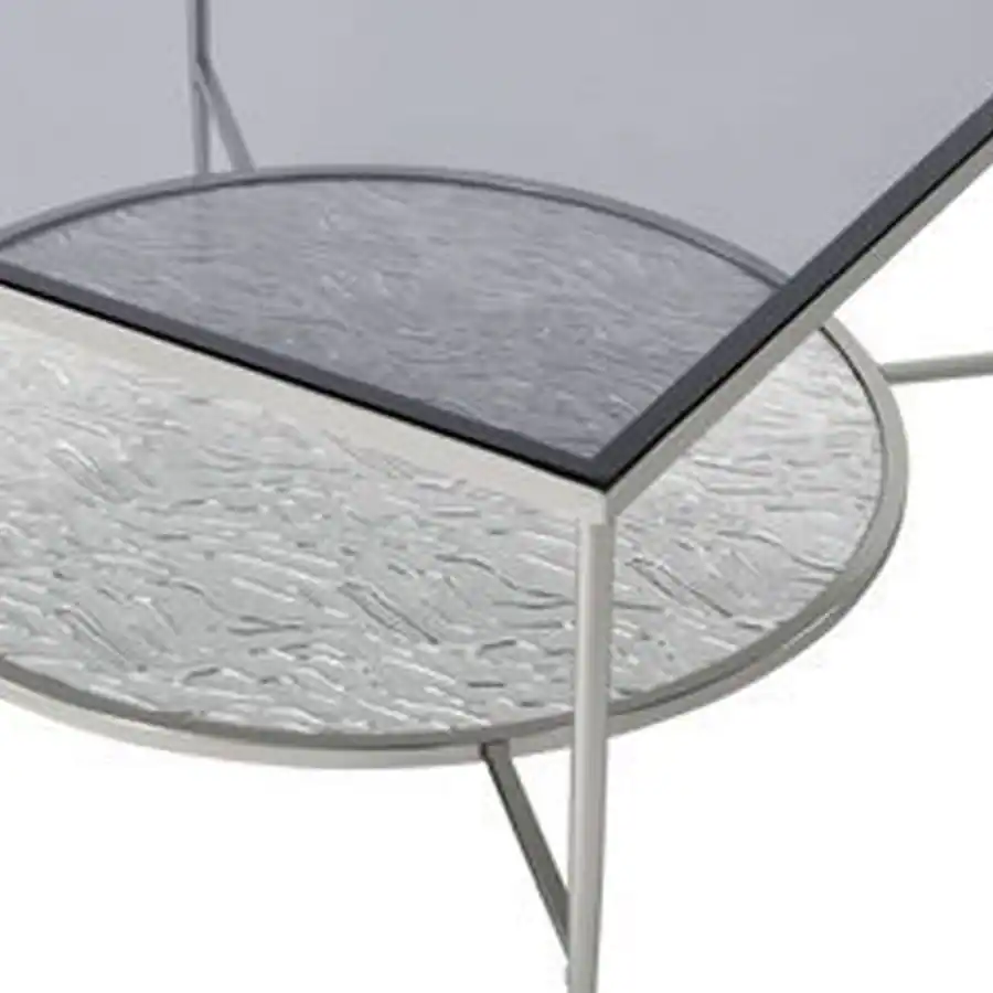Tall Rounded Window Texture Manhattan Lane Coffee Table with Textured Round Shelf Silver - Best Buy
