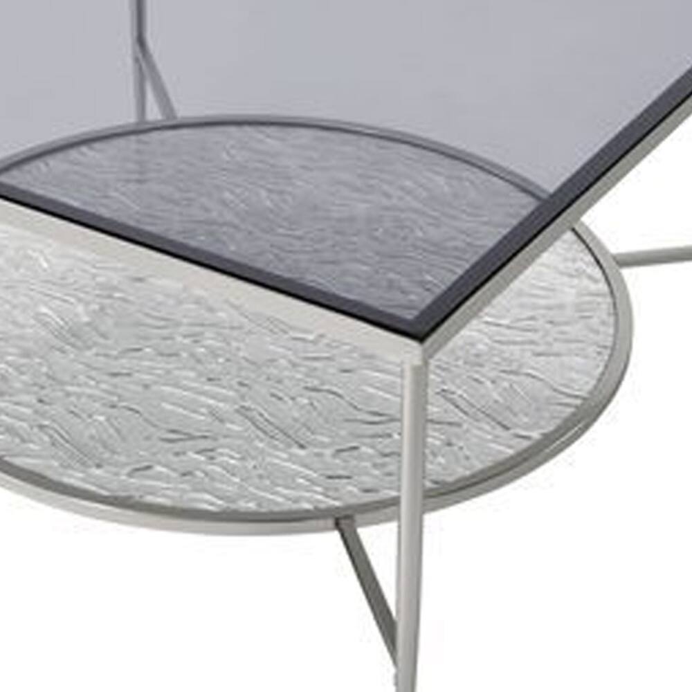 Alt View 3. Manhattan Lane - Coffee Table with Textured Round Shelf - Silver.