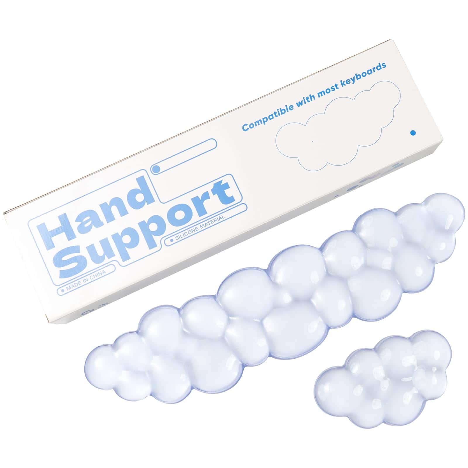 Pacoar Cade - Gel Cloud And Mouse Wrist Rest Set - Clear For 60 /68 /75 Comfort Support Typing Gaming Cloudand Mouse Wrist Rest - Light Blue
