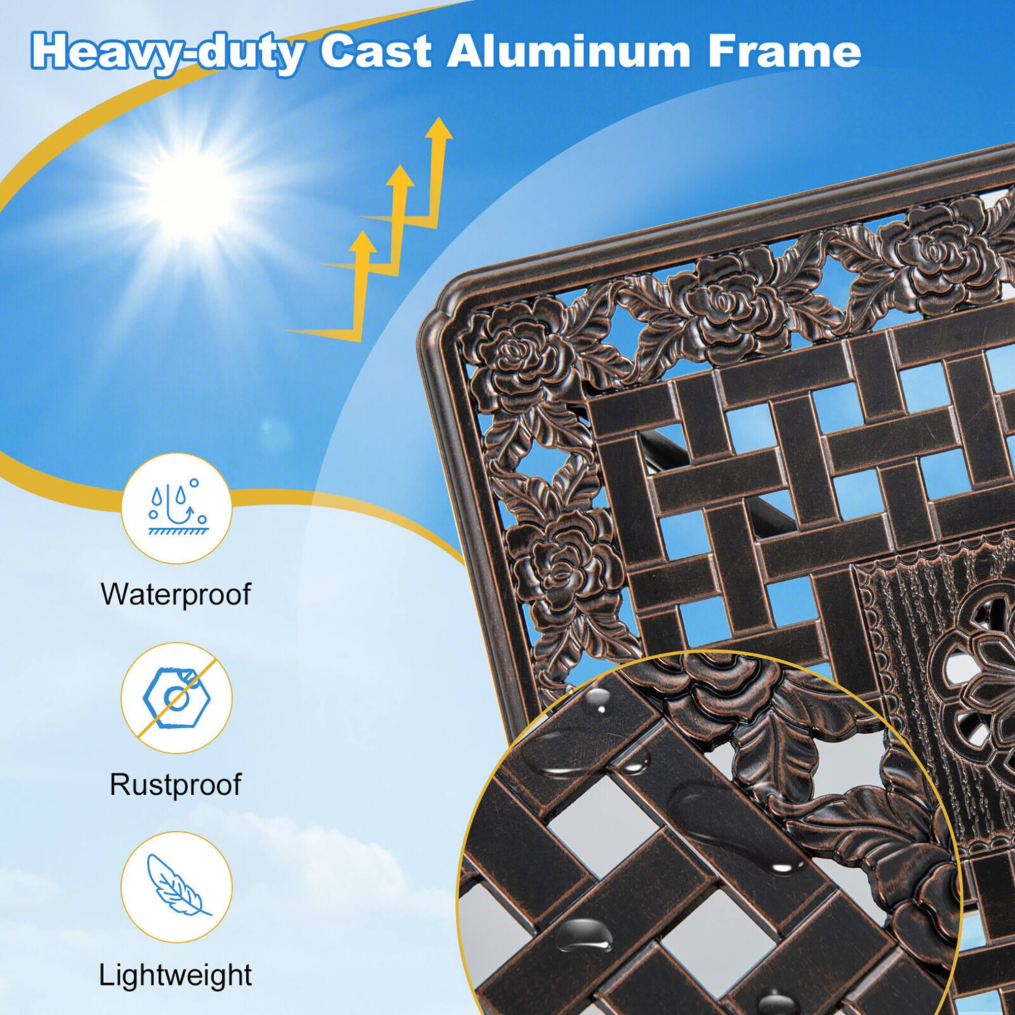 Heavy-duty Cast Aluminum Frame

- Waterproof
- Rustproof
- Lightweight