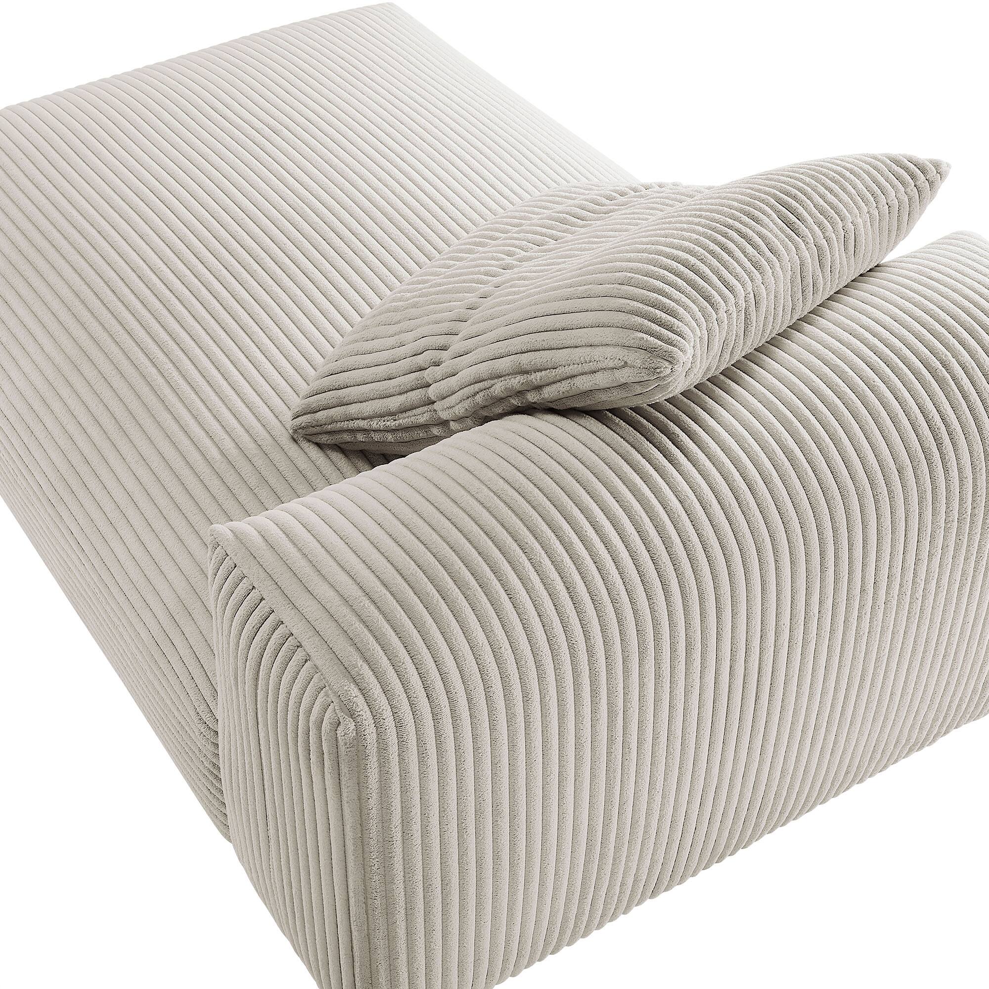 Alt View 6. Modway - Solace Modular Corduroy Upholstered Armless Chaise Lounge by Modway - Almond.
