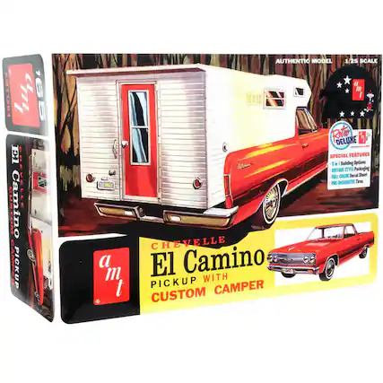 AMT1284
ICC Camino
HEVELLE MOTEUS OM CAMPER PICKUP 165
AUTHENTIC MODEL 1/25 SCALE
a m t
Rat Pack DELUXE
SPECIAL FEATURES
3 in 1 Building Options
VINTAGE STYLE Packaging
FULL-COLOR Decal Sheet
PRE-DECORATED Tires
CHEVELLE
El Camino
PICKUP WITH CUSTOM CAMPER