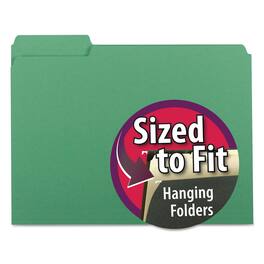 Smead Manufacturing - Interior File Folders, 1/3-Cut Tabs: Assorted, Letter Size, 0.75" Expansion, Green, 100/Box