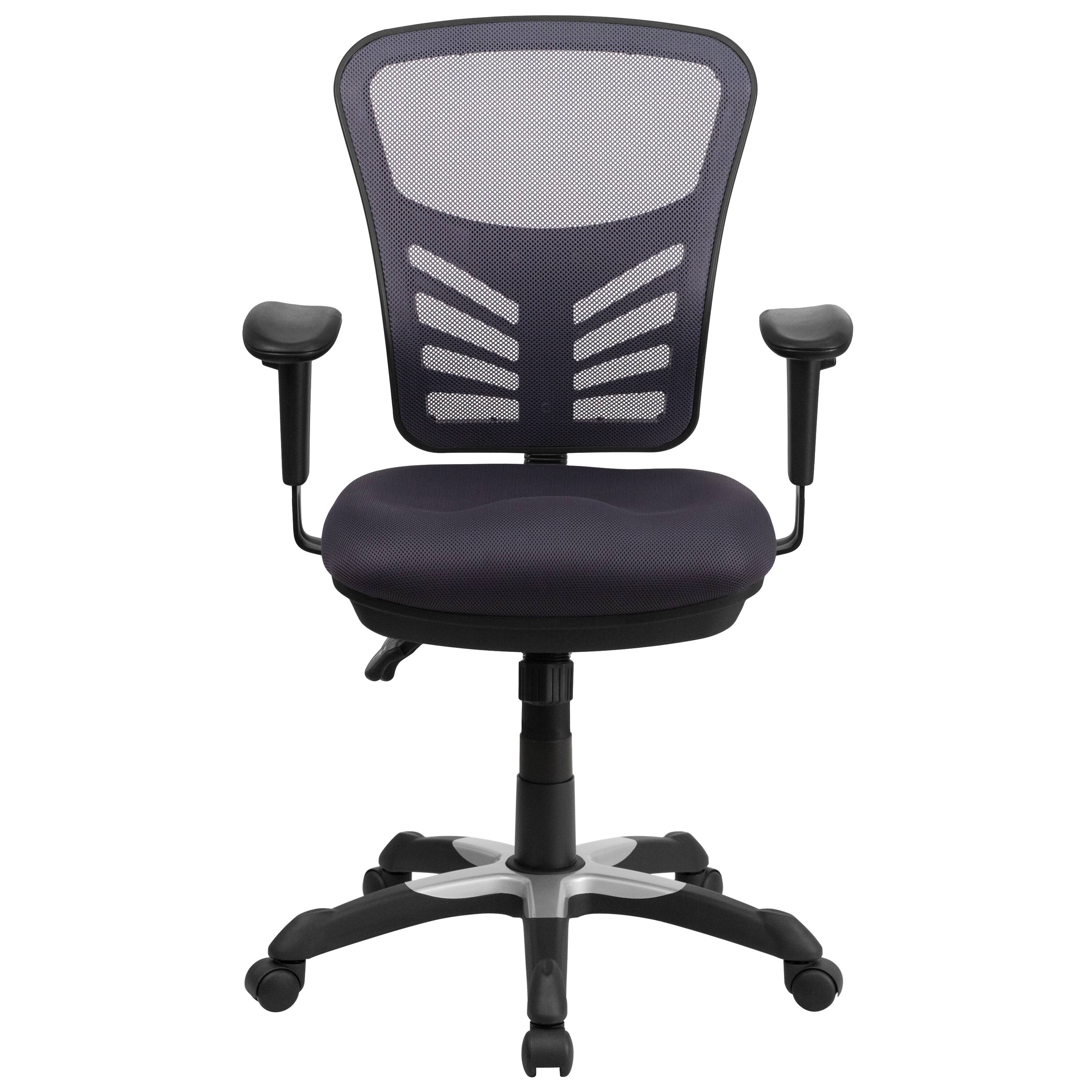 Alt View 7. Emma + Oliver - Mid-Back Mesh Triple Paddle Swivel Ergonomic Office Chair with Adjustable Arms - Dark Gray/Black Frame.