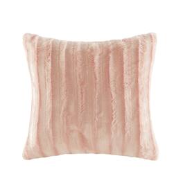 Gracie Mills - Wilfred Faux Fur Square Pillow - Blush