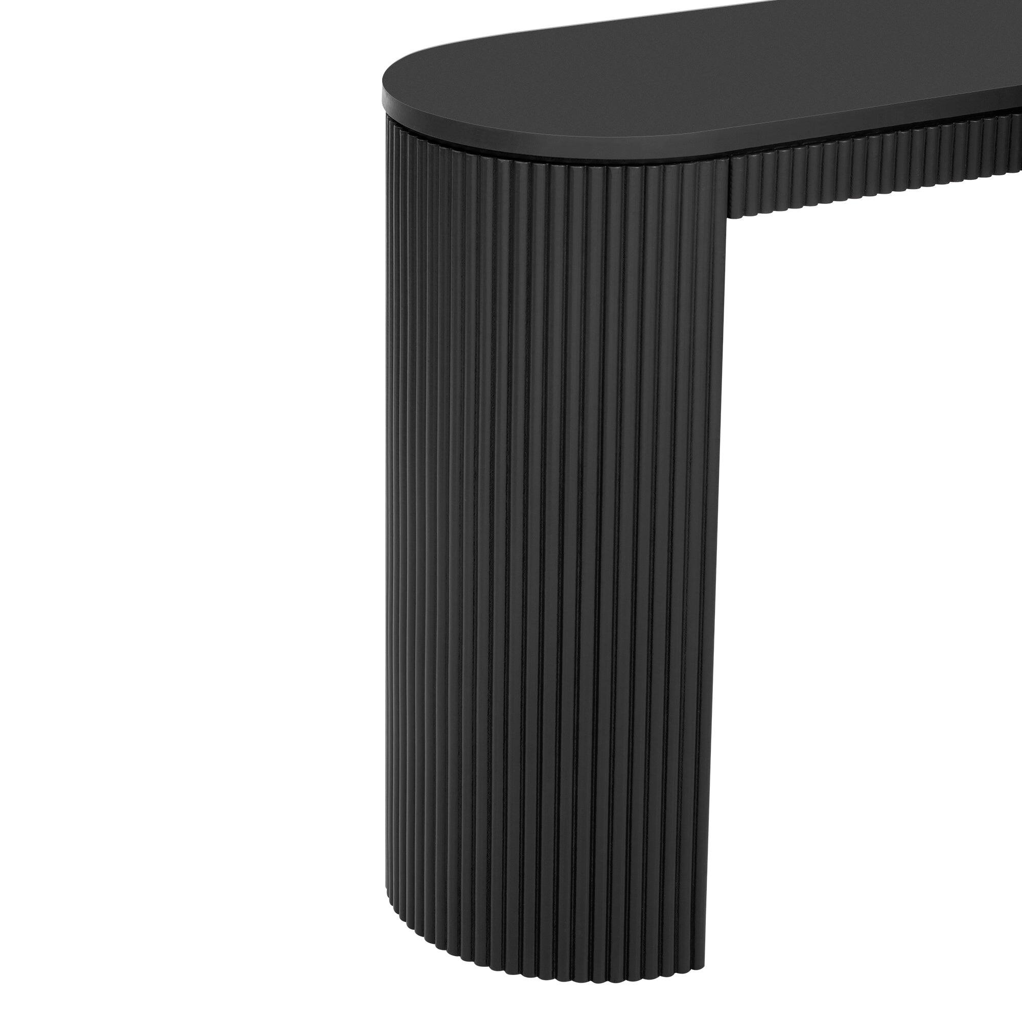 Alt View 9. Boyel Living - Modern Curved Console Table with Unique Vertical Stripe Design - Black.