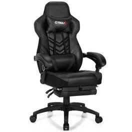 WELLFOR - Adjustable Gaming Chair with Footrest and Lumbar Cushion for Office - Black