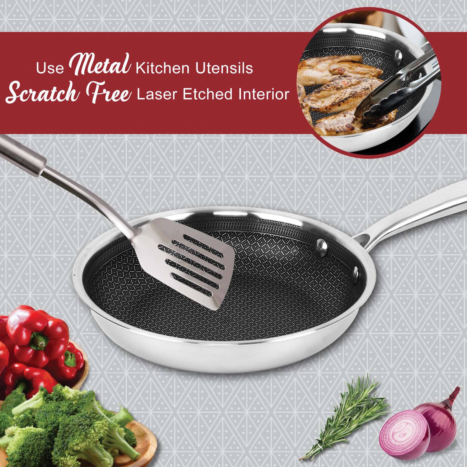 Brentwood B-FH20 Hybrid Non-stick Frying Pan - Thumbnail 4