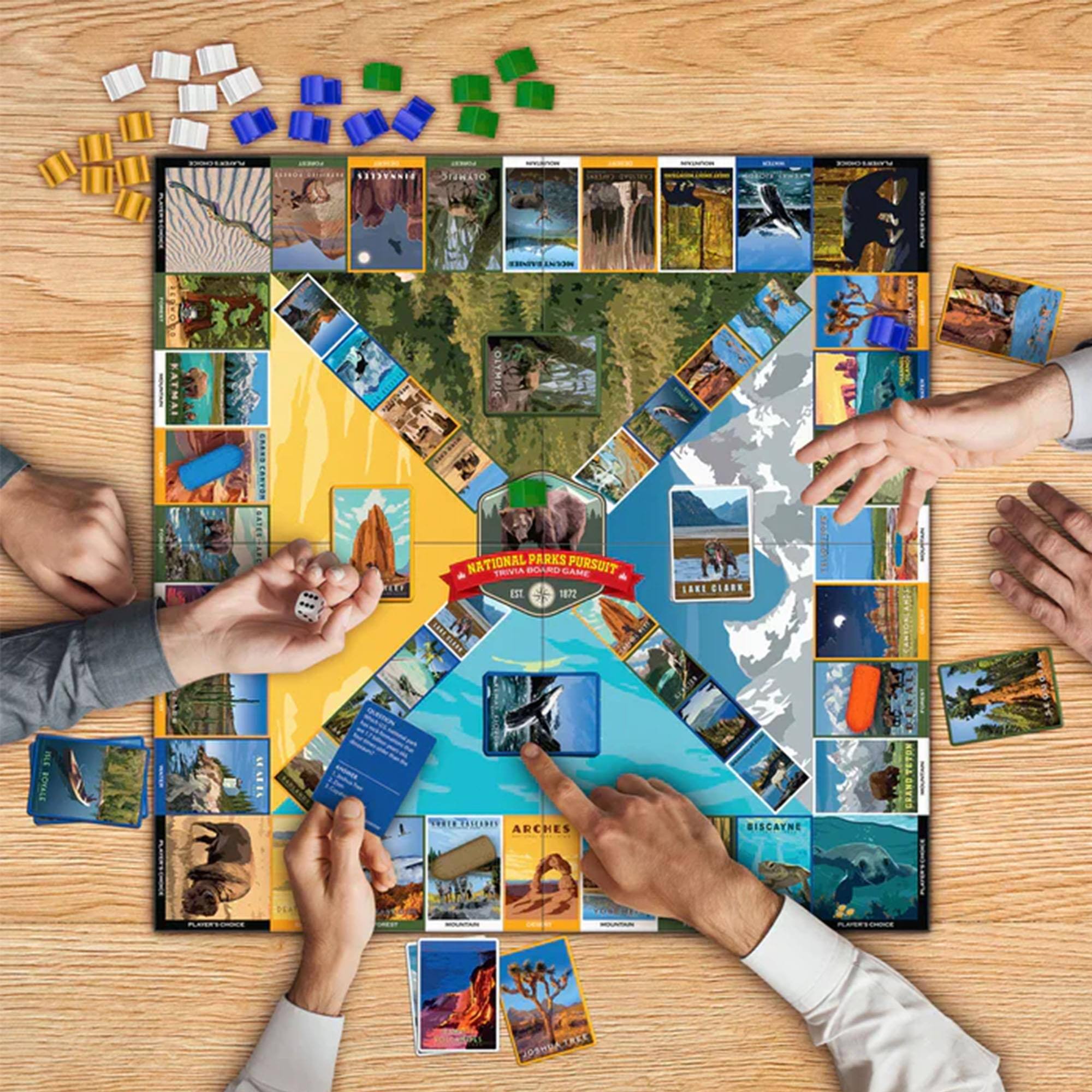 11l..mned SIWATO KATMAI T20 .... EARTOS  CNVE STIMATO NATIONAL PARKS PURSUIT TRIVIA BOARD GAME IT IST 1 RETREAIA U LORE CLARN  H BOTALE nn *RTDTRICADES ARCHES BISCAYNE TETON TXX TAEE