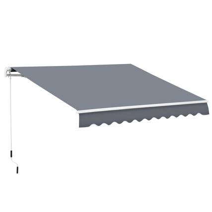 Front. Outsunny - 10' x 8' Retractable Awning, Patio Awnings, Sunshade Shelter w/ Manual Crank Handle, UV & Water-Resistant Fabric - Dark Gray.