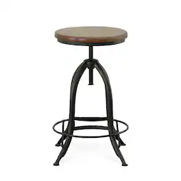 Carolina Chair & Table - Ryder Adjustable Barstool - Chestnut Seat - Black Base - Chestnut, Black