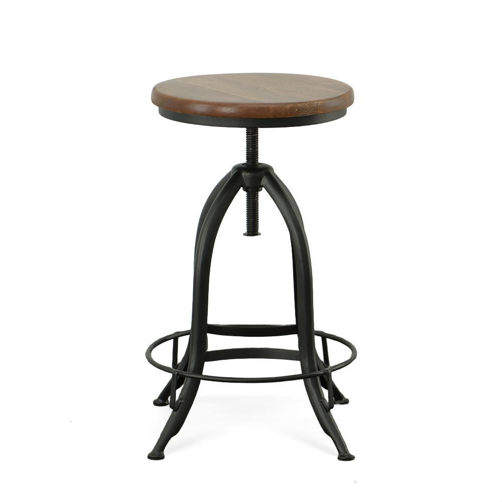 Front. Carolina Chair & Table - Ryder Adjustable Barstool - Chestnut Seat - Black Base - Chestnut, Black.