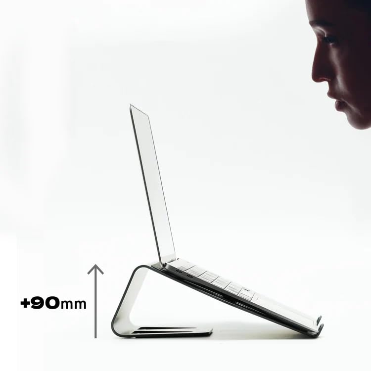 Alt View 1. HongFei - Facet Laptop Stand Graphite | Laptop Tabletop Stand | Sturdy Rust Free Metal and Wood Design | Anti Slip Surface - Graphite.