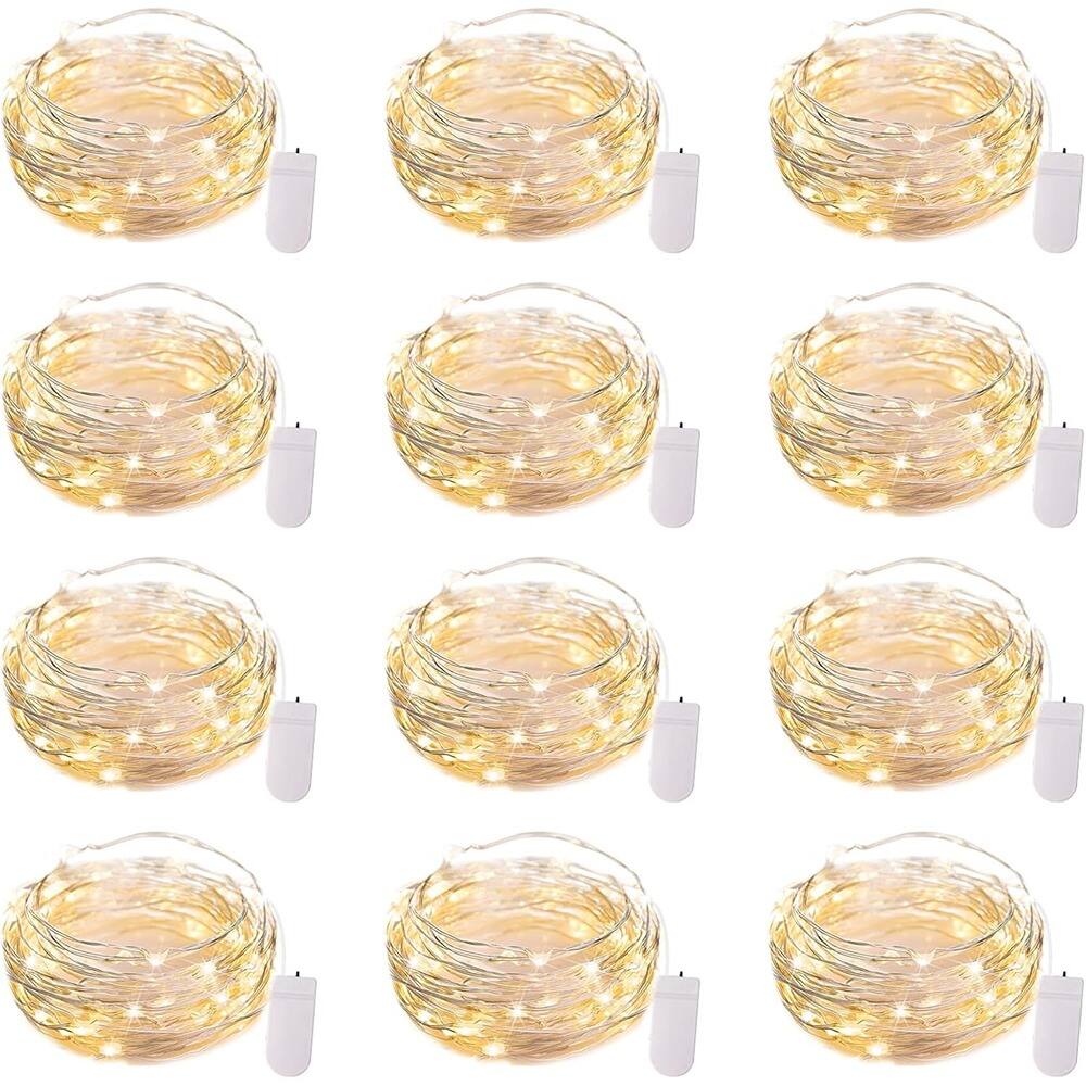 Front. PARKER SLATER - 12 Pack 7FT LED Fairy String Lights, Battery Operated 20 LED Waterproof Wire.