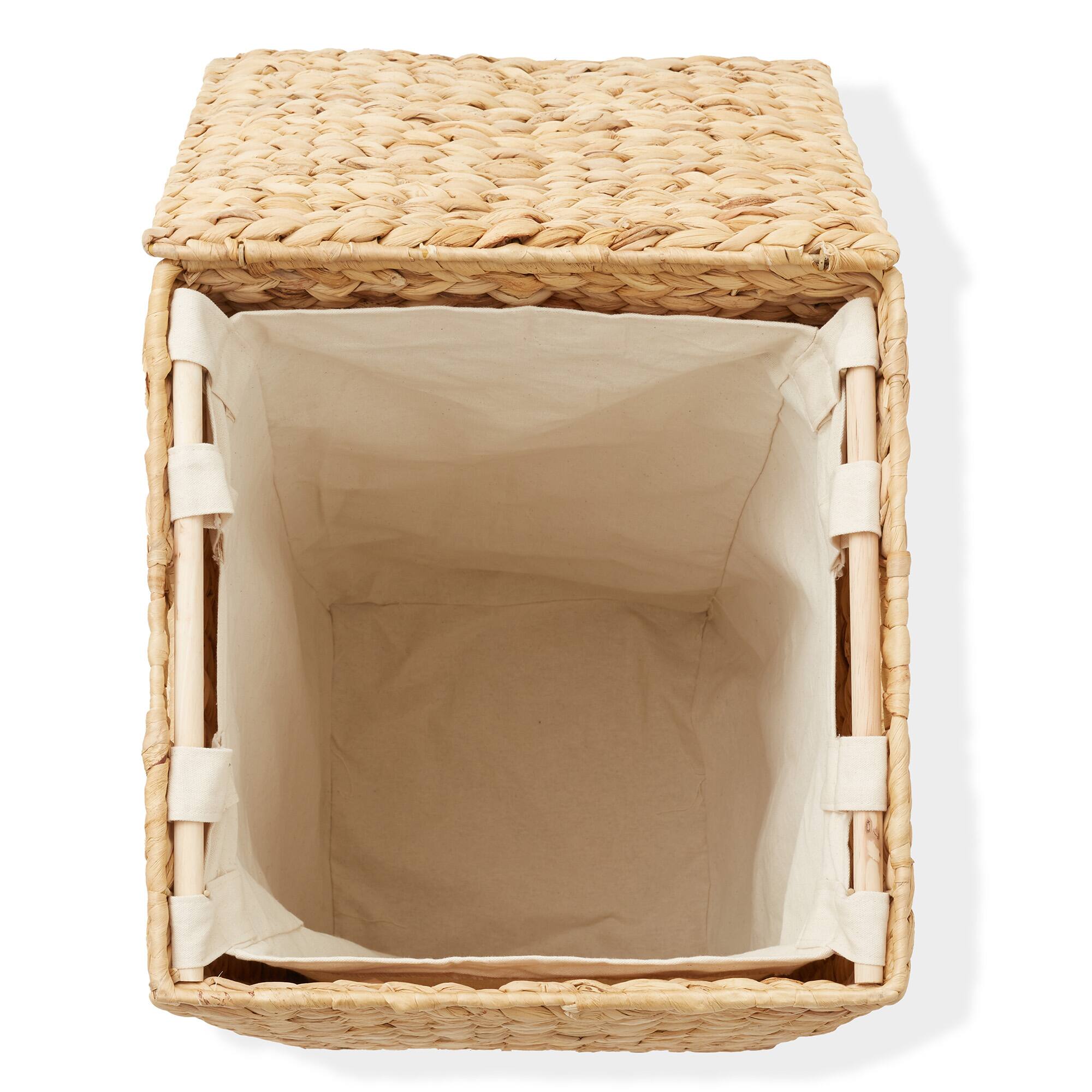 Alt View 5. Casafield - Square Laundry Hamper Basket w Lid and Liner for Clothes - Water Hyacinth - Natural.