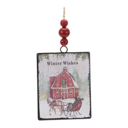 BreeBe - Glass Winter Wishes Barn Ornament (Set of 12) - White, Red, Green