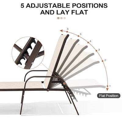 5 Adjustable Positions and Lay Flat

6 5 4 3 2 1

Flat Position