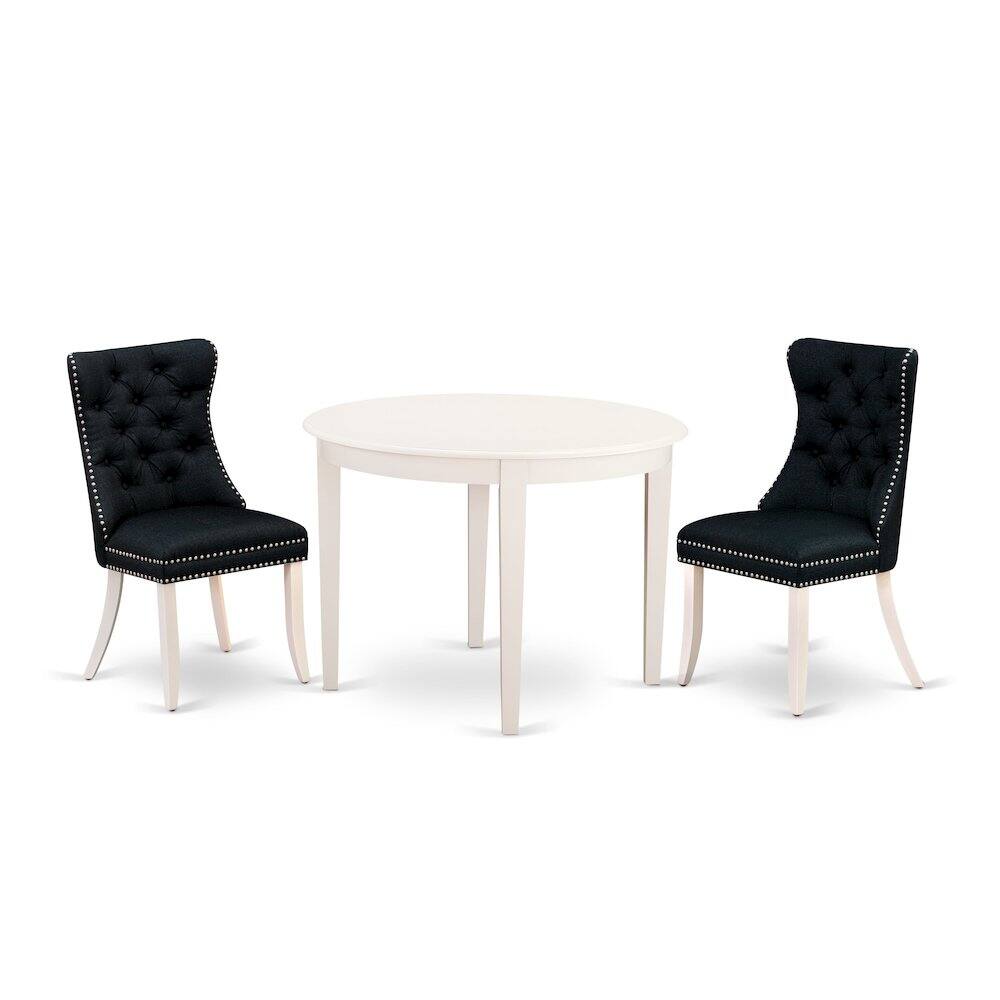 Left. East West Furniture - 3 Piece Dining Table Set for Small Spaces - White.