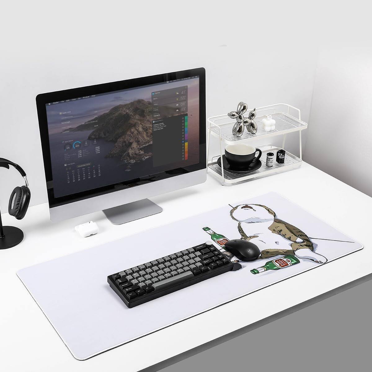 Alt View 4. Fabibe - Keynovo Gaming Mouse Pad  Large Non-slip 4mm Laptop Desk Waterproof For Office And Home - Lay Cat 35.4"x15.7".