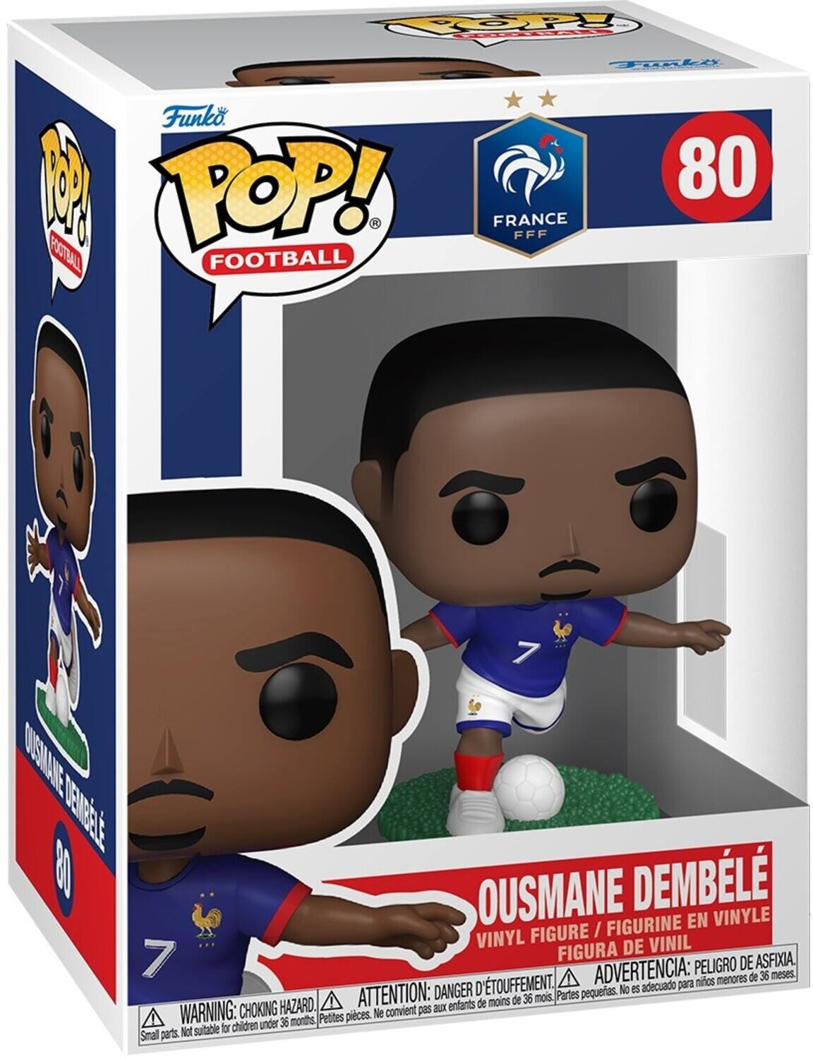 POP! OCITE Funko 1 TOP!  
FOOTBALL  
TGak 80 FRANCE FFF  
7  
DISLUNE  
Ousmane Dembélé  
FIGURINE EN VINYLE / FIGURA DE VINIL  
ADVERTENCIA: PELIGRO DE ASFIXIA.  
ATTENTION: DANGER D'ÉTOUFFEMENT.  
WARNING: CHOKING HAZARD.  
No es adecuado para niños menores de 36 meses.  
Ne convient pas aux enfants de moins de 36 mois.  
Not suitable for children under 36 months.  
Small parts.  
Petites pièces.  
Partes pequeñas.