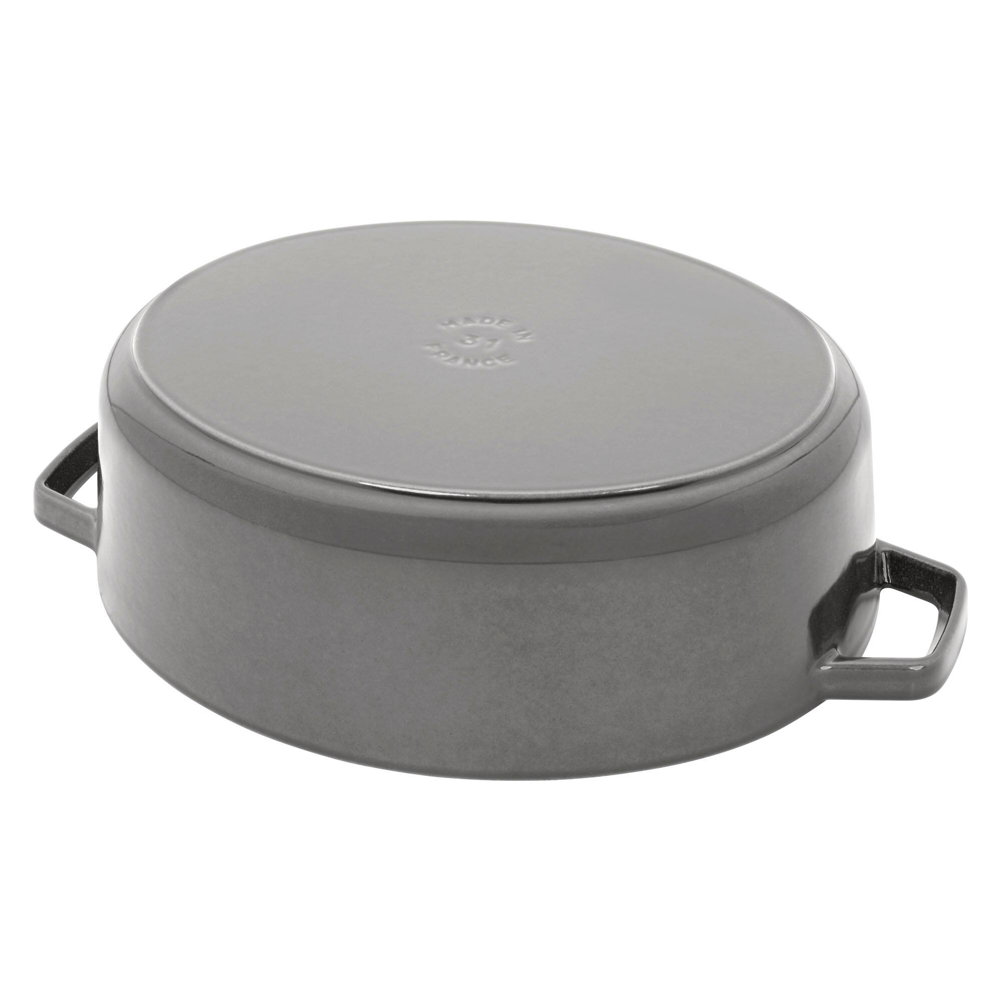 Alt View 3. Staub - Staub Cast Iron 6.25-qt Shallow Oval Dutch Oven - Graphite - Graphite.