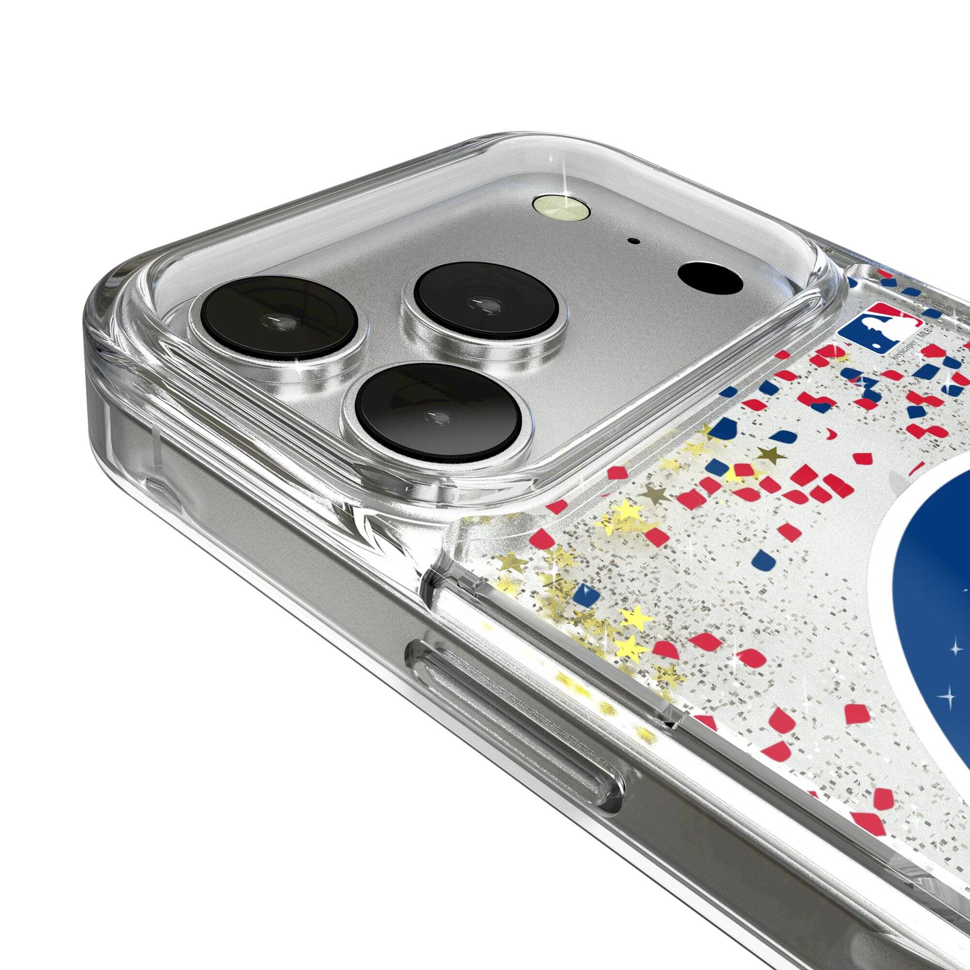 Alt View 2. Keyscaper - Chicago Cubs Glitter Confetti iPhone Case - 13 Pro Max - Multicolor.