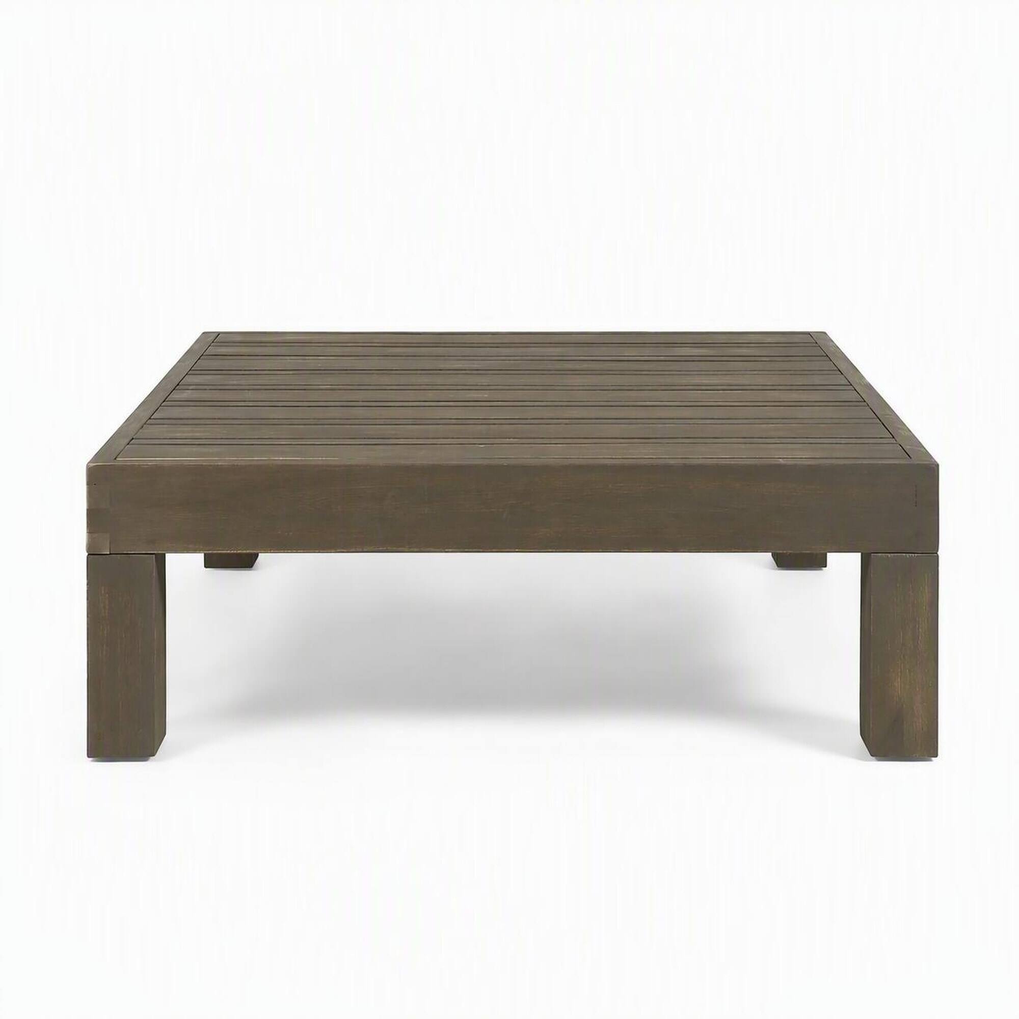 Front. RYHNUYNE - Outdoor Square Patio Coffee Table,Wood Low Table With Slatted Tabletop,Weather Resistant Accent Table for Garden - Grey.