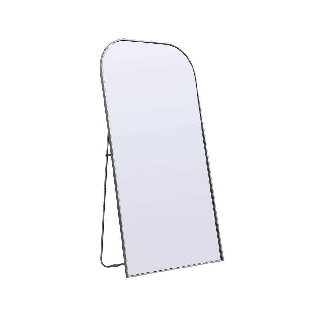Alt View 2. Elegant Decor - Metal Frame Arch Full Length Mirror 35x66 Inch in Silver - Silver.