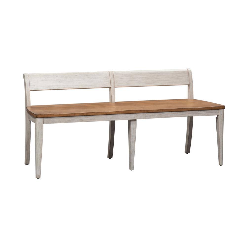 Back. Liberty Furniture Industries - Farmhouse Reimagined Bench (RTA) in Antique White w/ Chestnut Top - White.