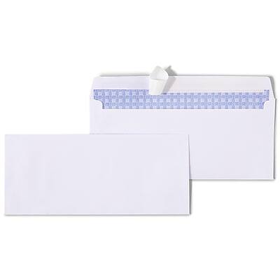 Front. Staples - QuickStrip EasyClose Self Seal Security Tinted #10 Business Envelopes, 4 1/8" x 9 1/2", 100/Box - White.