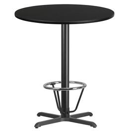 Flash Furniture - Stiles 36'' Round Laminate Table Top with 30'' x 30'' Bar Height Table Base and Foot Ring - Black