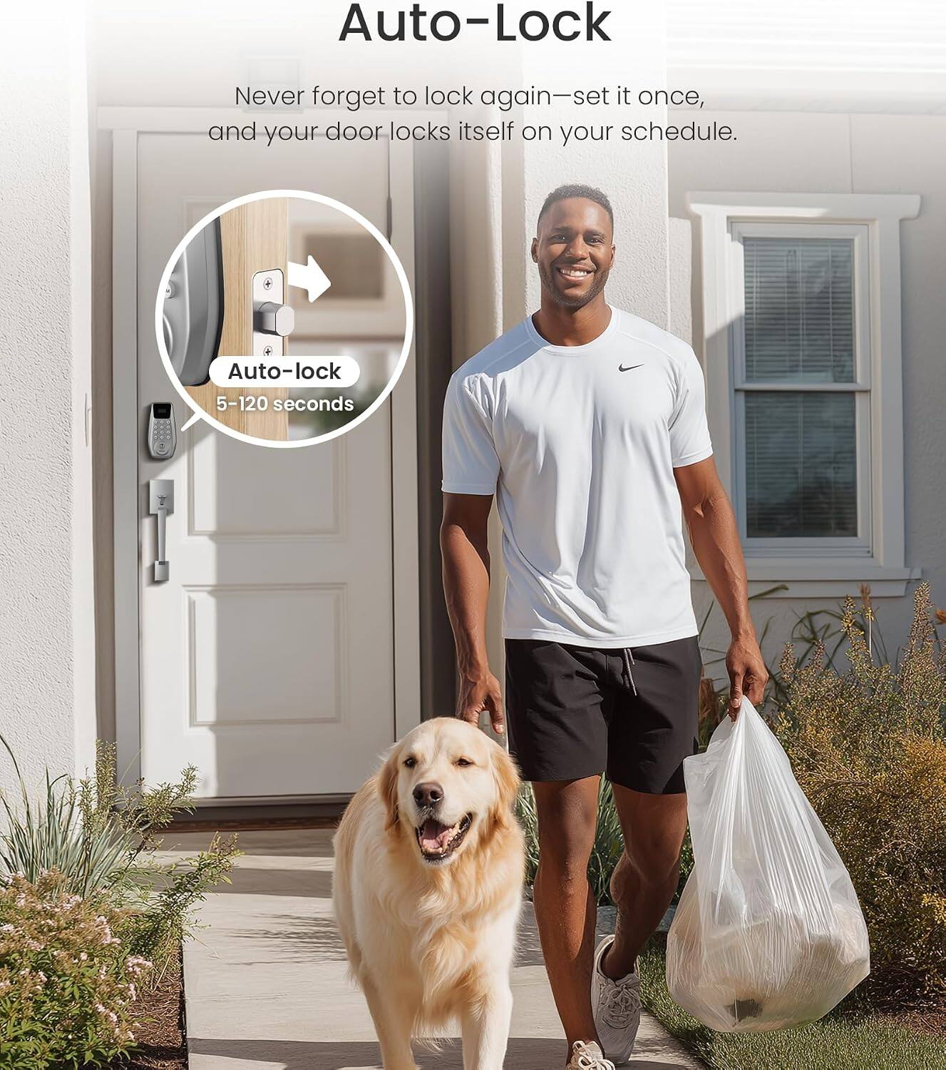 Auto-Lock

Never forget to lock again—set it once, and your door locks itself on your schedule.

Auto-lock 5-120 seconds
