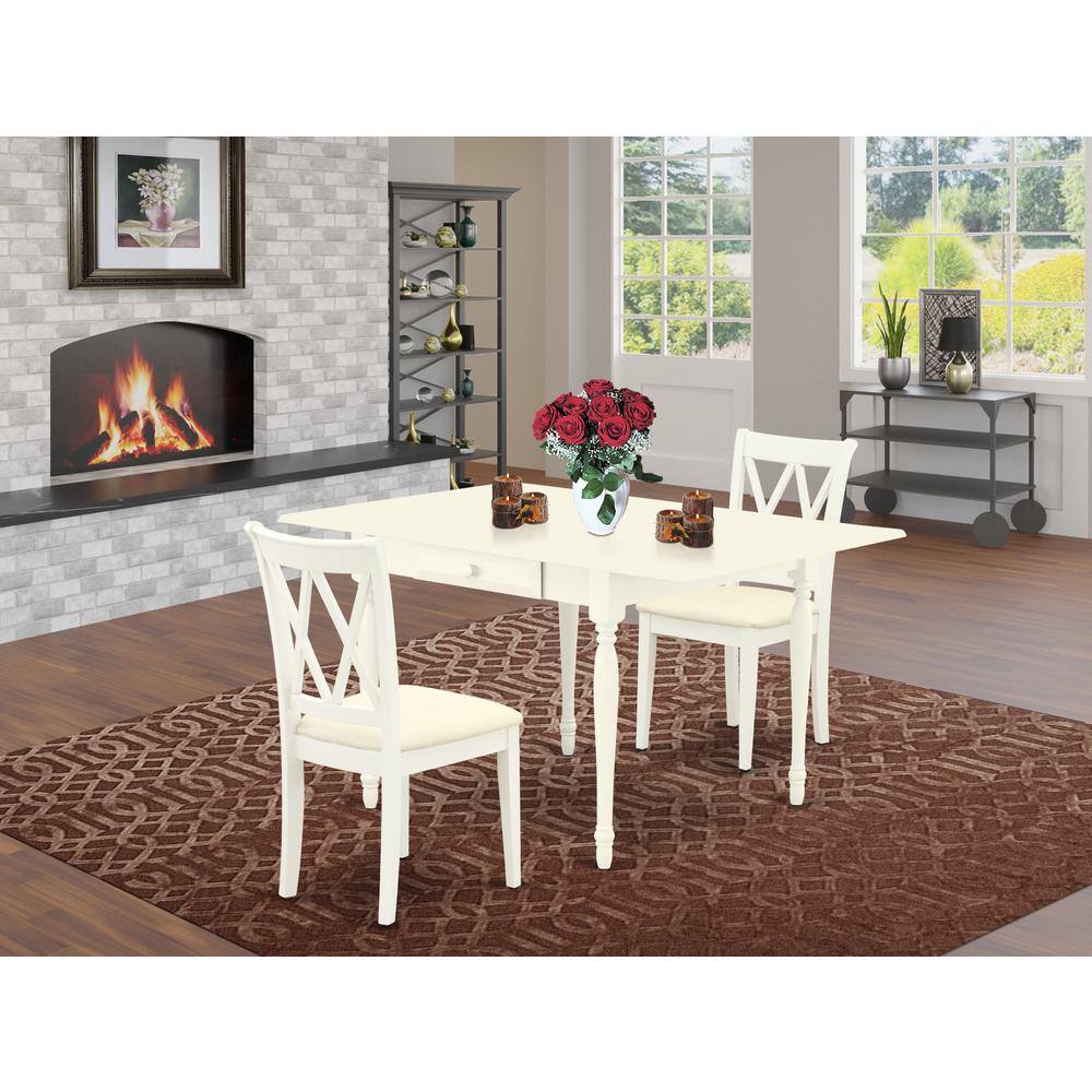 Left. East West Furniture - Dining Room Set Linen White - Brown.