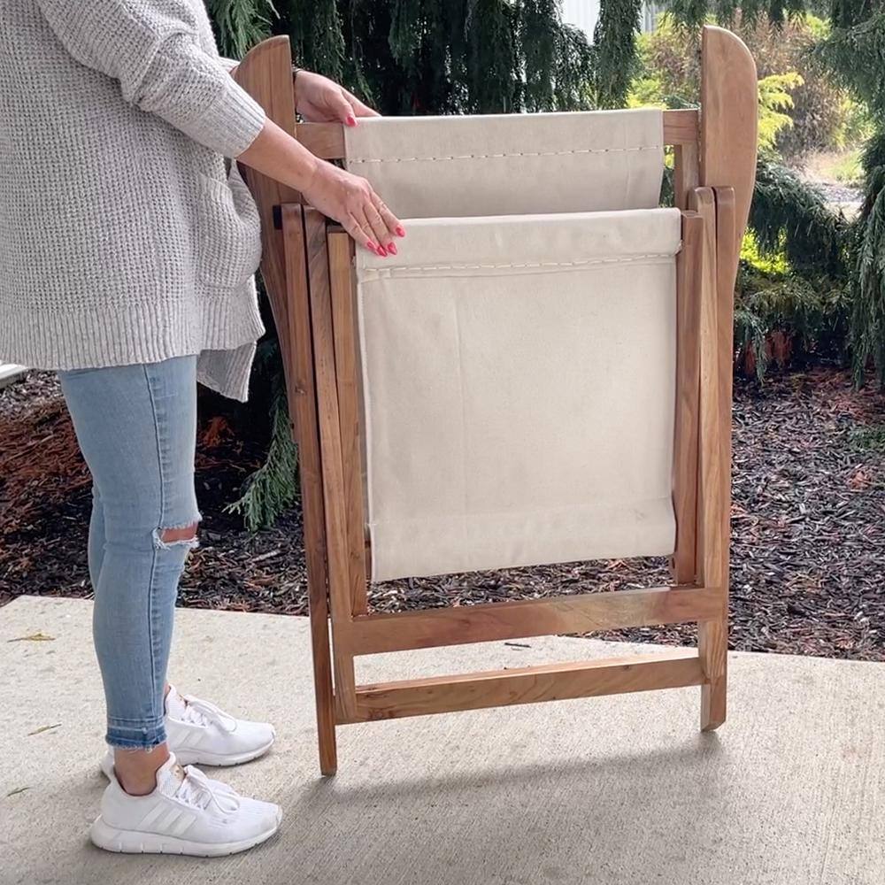 Left. AmeriHome - AmeriHome Acacia and Canvas Folding Arm Chair - Brown/Natural.