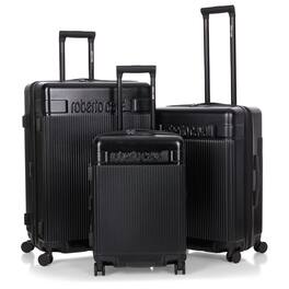 Roberto Cavalli - 3 Piece Luggage Set with Expandable Hard Shell & 8 Spinner Wheels - Black