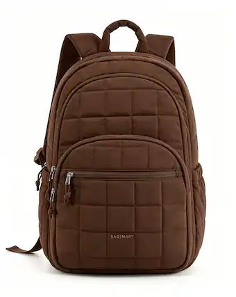 Front. Bagsmart - College Backpack, Lightweight Bookbag with 15.6 inch Laptop Compartment, Fashion Daypack for Casual Work Commuter - Coffee Brown.