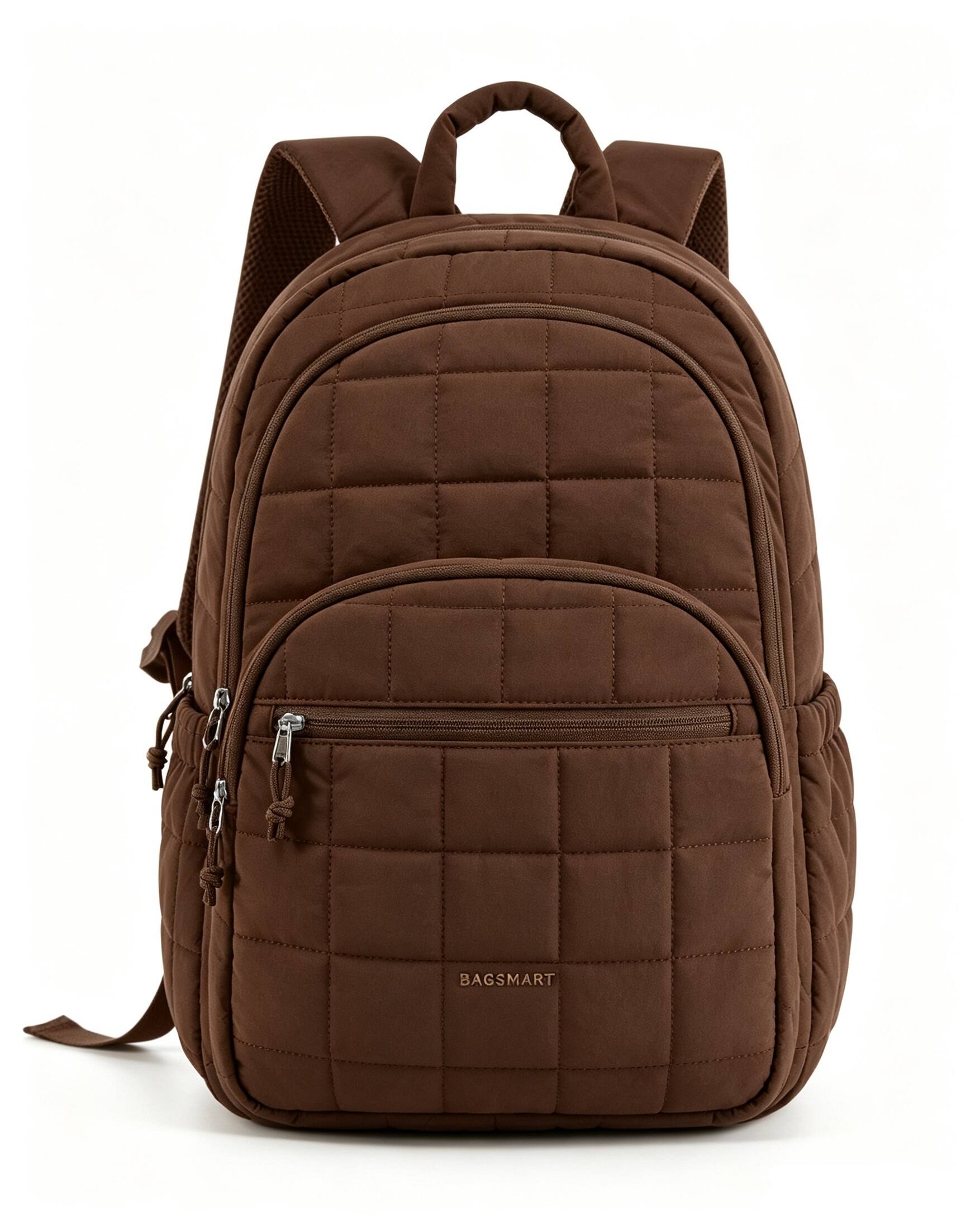 Bagsmart - College Backpack, Lightweight Bookbag with 15.6 inch Laptop Compartment, Fashion Daypack for Casual Work Commuter - Coffee Brown