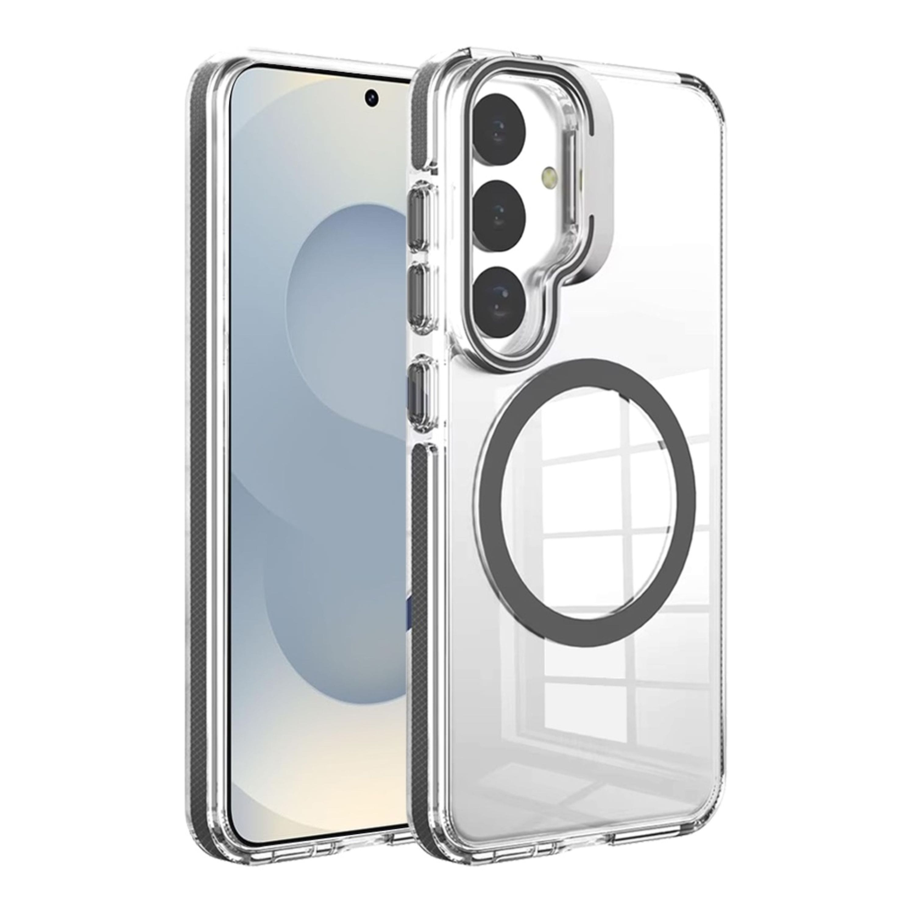 Kitcheniva - Magnetic Circle Camera Stand Phone Case With Tempered Glass For Samsung Galaxy S26 - Black