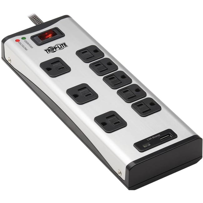 Eaton Tripp Lite Series 8-Outlet Surge Protector with 1 USB-A and 1 USB-C (3.9A Shared) - 8 ft. Cord, 2100 Joules, Metal - Unknown