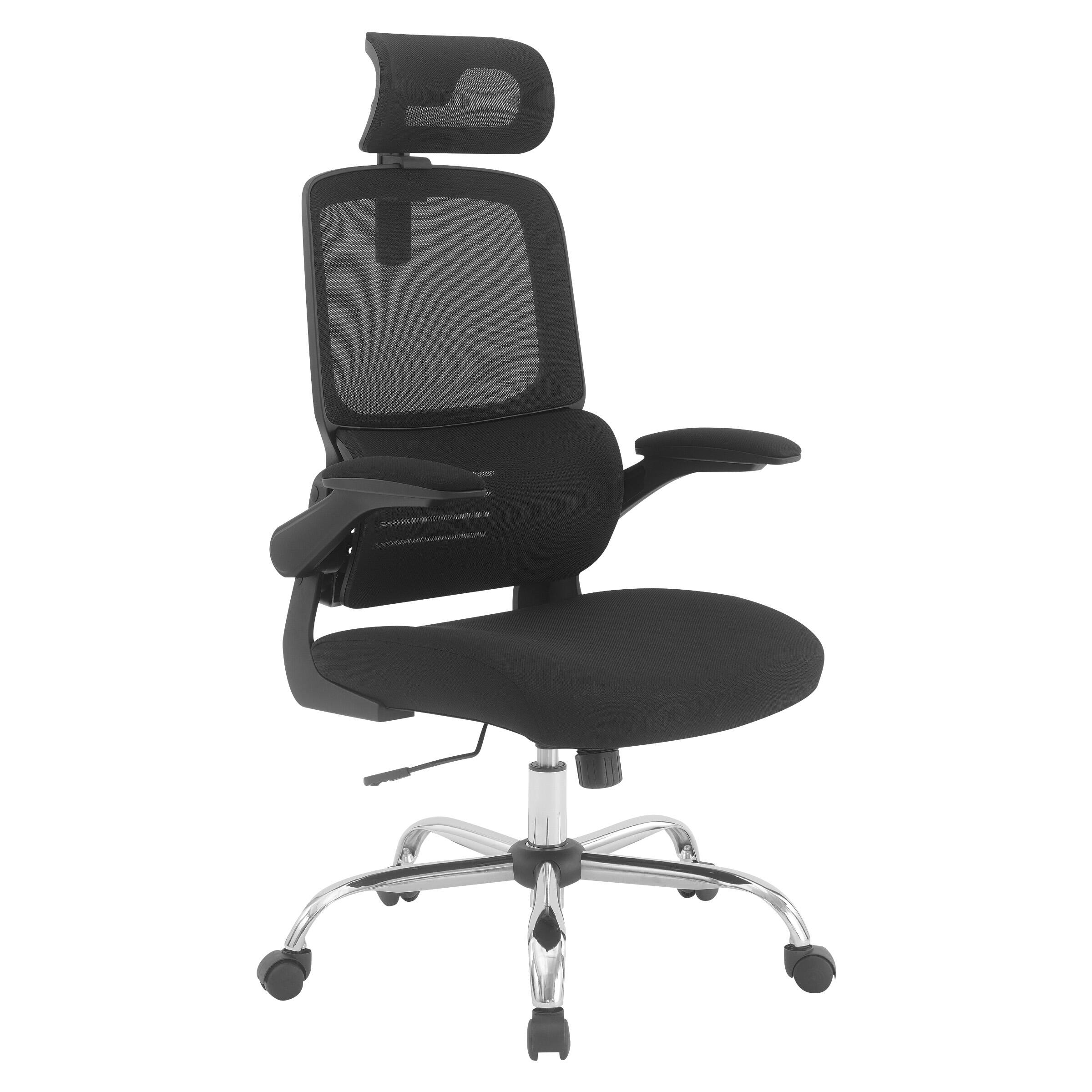 Angle. OSP Home Furnishings - Mesh Back Manager’s Chair with Flip Arms and 2-Way Adjustable Headrest - Black.