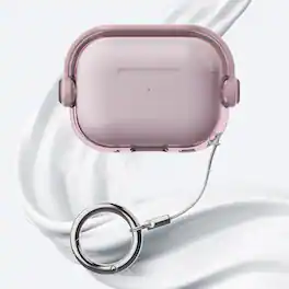 Dteck - For Apple Airpods 4th/5th Gen Slim Fit Clear Kickstand Shockproof Drop Protection Case With Anti-Loss Ring - Pink