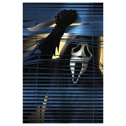 Front. Funworld - Ghost Face Window Creeper Halloween Decor - Black.