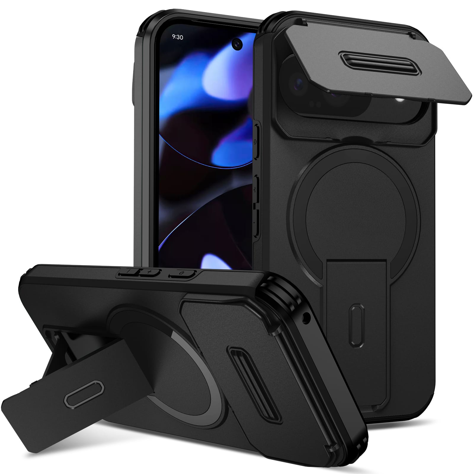 Dteck - for Google Pixel 10 Pro/10 & 9/9 Pro Case,Slide Camera Cover & Hidden Kickstand,Rugged Magnetic Shockproof PC TPU Cover - Black price history on PriceWatchPro