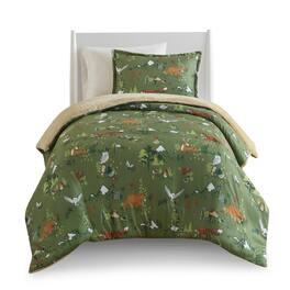 Gracie Mills - Harvey Kids Forest Animals Plush Reversible Comforter Set - Green