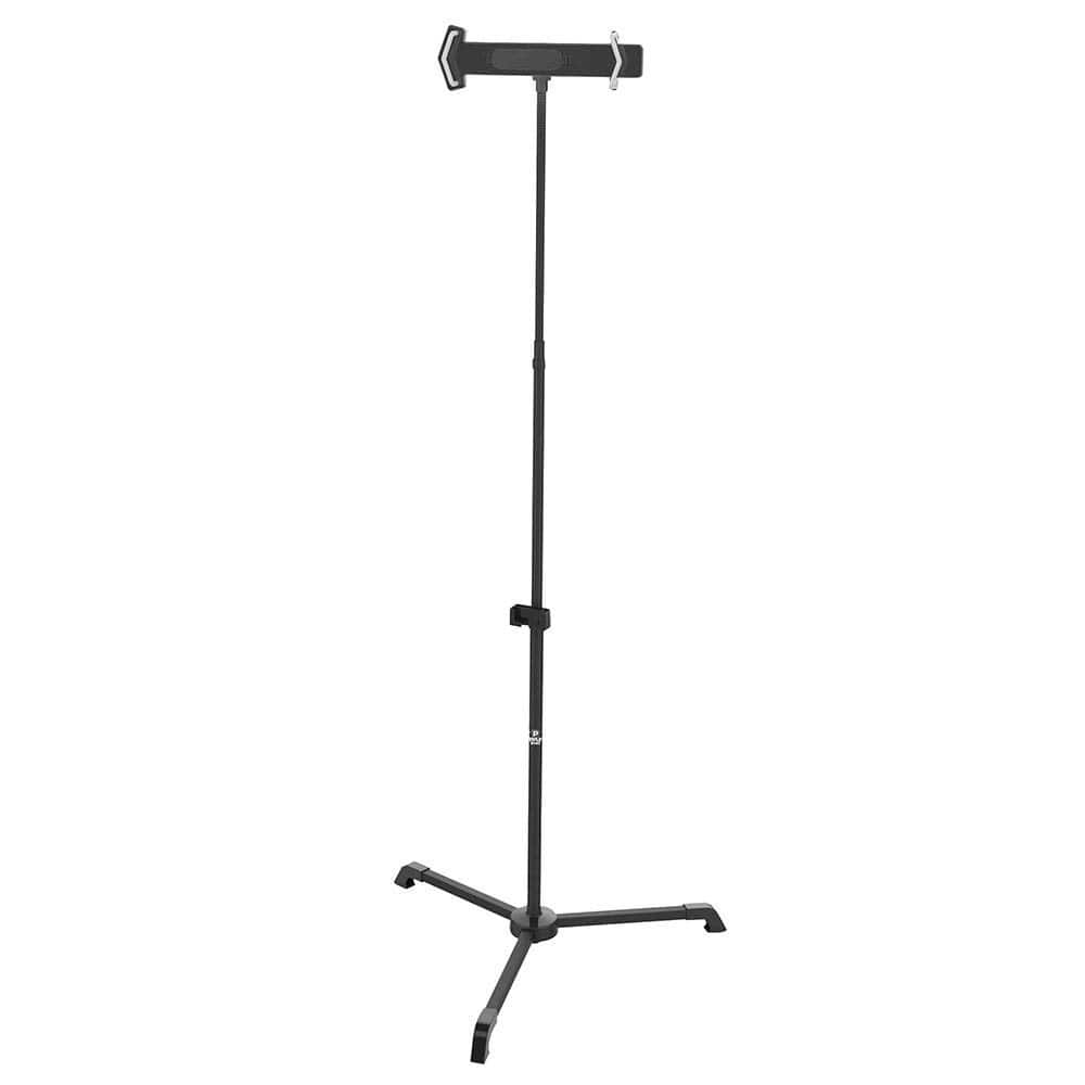Pyle - Tablet Metal Security Rack Stand Holder, Anti-Theft Design with USB Charging Port, Adjustable Height - Black