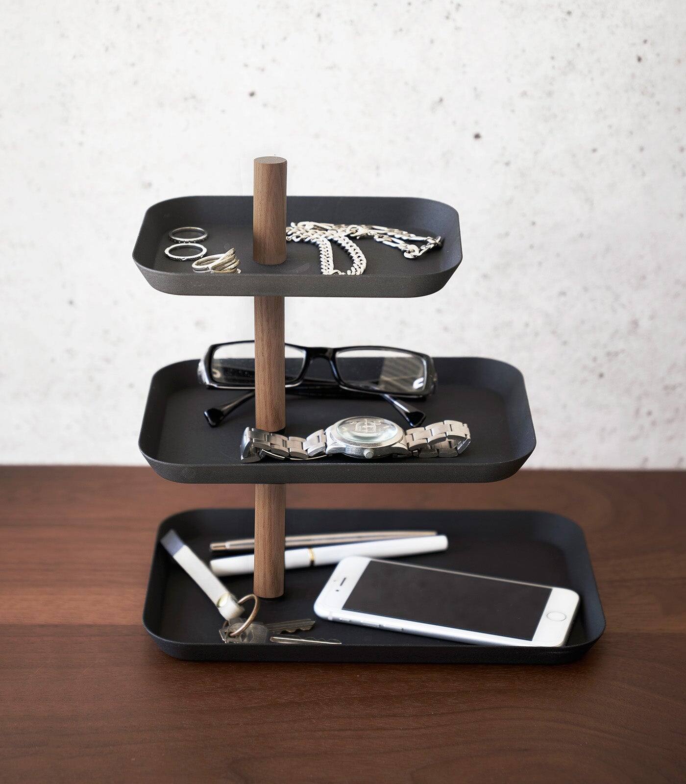 Alt View 10. Yamazaki Home - Three-Tier Display Tray - Steel - Ash.