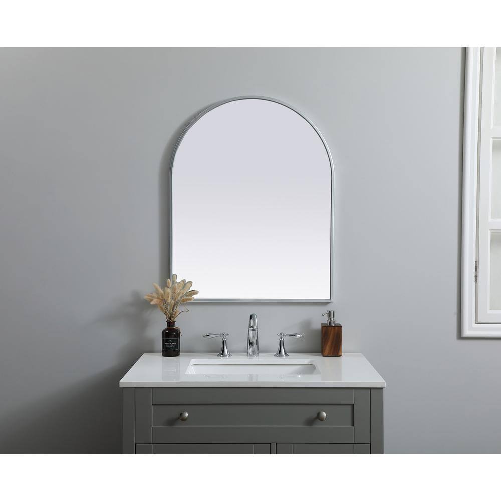 Alt View 2. Elegant Decor - Metal Frame Arch Mirror 24x30 Inch in Silver - Silver.