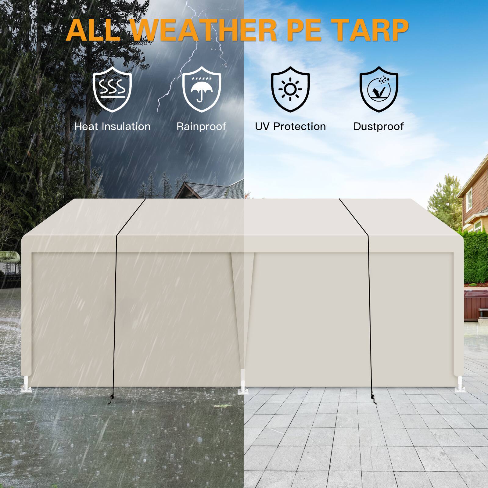 ALL WEATHER PE TARP

- Heat Insulation
- Rainproof
- UV Protection
- Dustproof