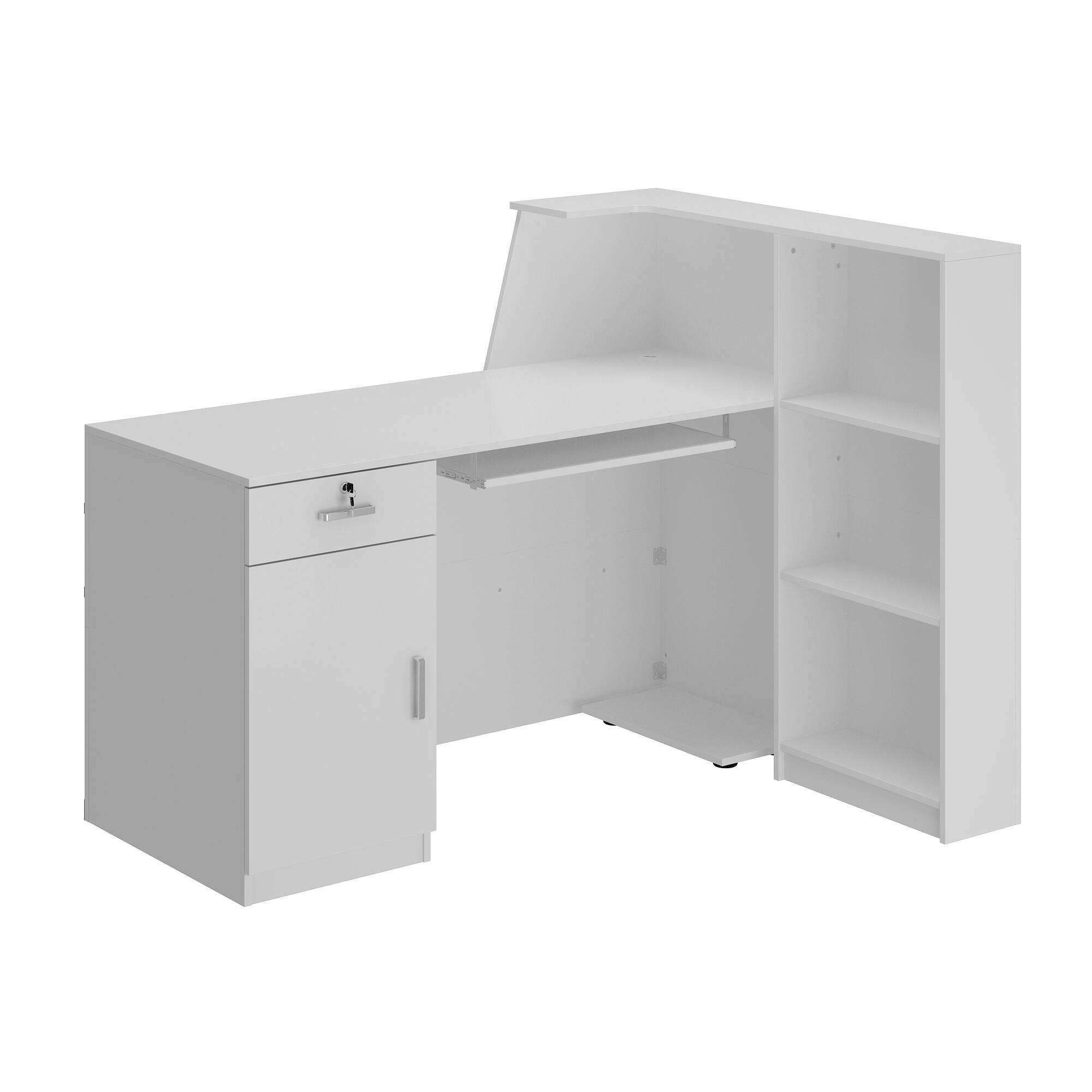 Angle. FUFU & GAGA - FUFU&GAGA Reception Desk – Modern Office Welcome & Service Station - White.